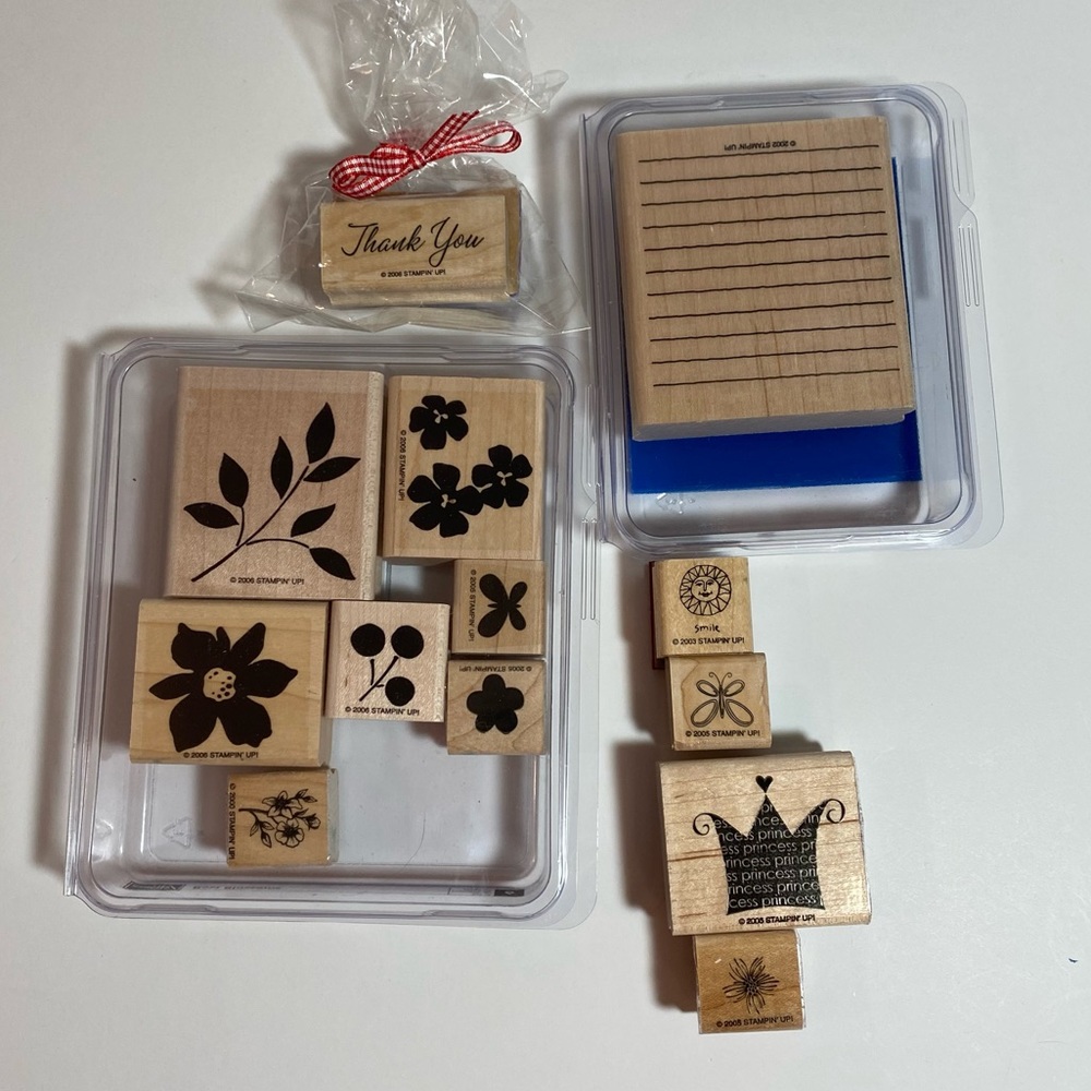 Stampin Up assorted stamps, Best Blossoms set of 6 and Just Journaling II